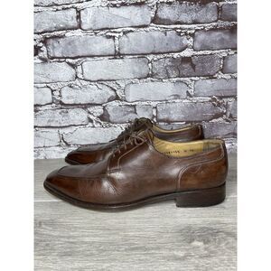 Santoni Brown Leather Apron Toe Loafers Oxfords Dress Shoes Men’s Sz 10D US/43EU